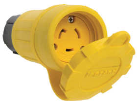 Pass & Seymour Turnlok 27W47 Watertight Locking Connector, 125 VAC, 20 A, 2 Poles, 3 Wires, Yellow