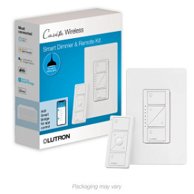 Lutron P-PKG1W-WH In-Wall Light Dimmer Kit 600W 120V - Includes: (1) In-Wall Light Dimmer (1) Pico 3-Button Remote Control and (1)