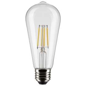 Satco S21360 ST19 LED Filament Lamp 5 Watts 2700K Medium E26 Base 425 Lumens Dimmable Warm White 6 per Pack