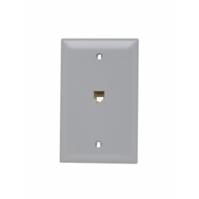 Pass & Seymour TPTE1-GRY TP Series Standard Communication Plate With Wallplate, 1 Gang, 4-11/16 in L x 2-15/16 in W, Thermoplastic, Flush Mount