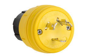 Pass & Seymour Turnlok 28W49 Watertight Locking Plug, 277 VAC, 30 A, 2 Poles, 3 Wires, Yellow