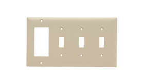 Pass & Seymour SP326I Combination Openings 3 Toggle Switch and 1 Decorator Four Gang Ivory Thermoplastic Plate