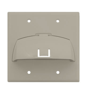 Pass & Seymour On-Q WP9002LA Double Gang Hinged Bullnose Wall Plate Light Almond