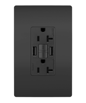 Pass & Seymour radiant 2097TRUSBAABK radiant Tamper-Resistant 20A Duplex Self-Test GFCI Receptacles with SafeLock Protection Type A/A Outlet Black