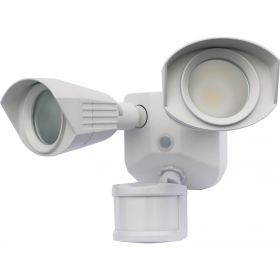 Satco 65-217 Dual-Head LED Security Light with Motion Sensor 20 Watts 1900 Lumens White Finish