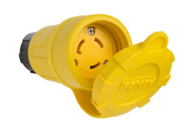 Pass & Seymour Turnlok 29W08 Watertight Locking Connector, 125/250 VAC, 30 A, 3 Poles, 3 Wires, Yellow