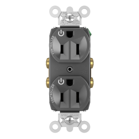 Pass & Seymour Straight Blade Receptacle 5262CD-BK Decorator Duplex Dual Controlled Plug Load Straight Blade Receptacle, 125 VAC, 15 A, Black