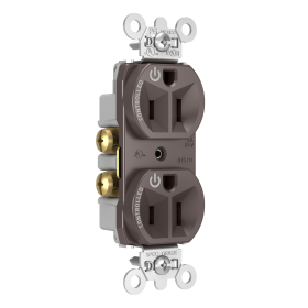 Pass & Seymour Straight Blade Receptacle 5262CD Decorator Duplex Dual Controlled Plug Load Straight Blade Receptacle, 125 VAC, 15 A, Brown