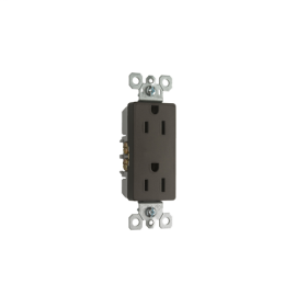 Pass & Seymour radiant 885-TRDBCC12 Decorator Duplex Self-Grounding Tamper Resistant Straight Blade Receptacle, 125 VAC, 15 A, 2 Poles, 3 Wires, Dark Bronze