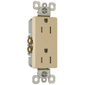 Pass & Seymour Straight Blade Receptacle 885-TRSI 2-Gang Tamper Resistant Self-Grounding Vertical Wall Mount Straight Blade Receptacle, 125 VAC, 15 A, 2 Poles, 3 Wires, Ivory