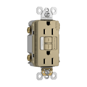 Pass & Seymour 1597-NTLTRABCC4 radiant Combination Self-Test Tamper Resistant GFCI Receptacle With Nightlight, 125 VAC, 15 A, 2 Poles, Antique Brass