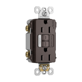 Pass & Seymour 1597-NTLTRDBCC4 radiant Combination Self-Test Tamper Resistant GFCI Receptacle With Nightlight, 125 VAC, 15 A, 2 Poles, Dark Bronze