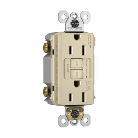 Pass & Seymour 1597-TRWRNALA radiant Duplex Self-Test Tamper/Weather Resistant GFCI Receptacle With Matching TP Wall Plate, 125 VAC, 15 A, 2 Poles, Light Almond