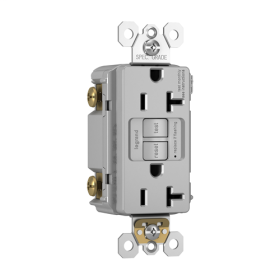 Pass & Seymour 2097-TRNAGRY radiant Duplex Self-Test Tamper Resistant GFCI Receptacle, 125 VAC, 20 A, 2 Poles, Gray