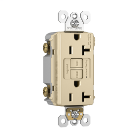 Pass & Seymour 2097-TRNAI radiant Duplex Self-Test Tamper Resistant GFCI Receptacle, 125 VAC, 20 A, 2 Poles, Ivory