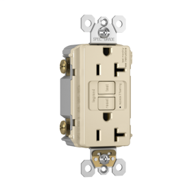 Pass & Seymour 2097-TRNALA radiant Duplex Self-Test Tamper Resistant GFCI Receptacle, 125 VAC, 20 A, 2 Poles, Light Almond