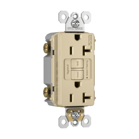 Pass & Seymour 2097-NAI radiant Duplex Self-Test Tamper Resistant GFCI Receptacle With Alarm, 125 VAC, 20 A, 2 Poles, Ivory