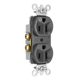 Pass & Seymour Straight Blade Receptacle 5262CH-BK Decorator Duplex Dual Controlled Plug Load Straight Blade Receptacle, 125 VAC, 15 A, Black