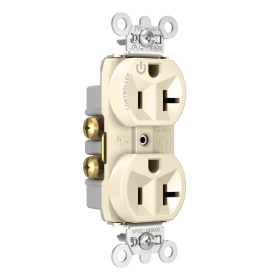 Pass & Seymour Straight Blade Receptacle TR5362CHLA Duplex Half Controlled Plug Load Controllable Straight Blade Receptacle, 125 VAC, 20 A, Light Almond