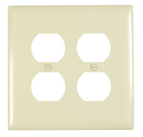 Pass & Seymour TPJ82I Duplex Receptacle Openings Two Gang Ivory Thermoplastic Plate