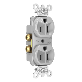 Pass & Seymour Straight Blade Receptacle 5262CH-GRY Decorator Duplex Dual Controlled Plug Load Straight Blade Receptacle, 125 VAC, 15 A, Gray