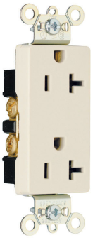 Pass & Seymour 26352-LA Decorator Duplex Heavy Duty Straight Blade Receptacle 125 VAC 20 A 2 Poles 3 Wires Light Almond