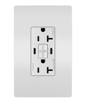 Pass & Seymour radiant 2097TRUSBCCW radiant Tamper-Resistant 20A Duplex Self-Test GFCI Receptacles with SafeLock Protection Type C/C Outlet White