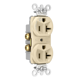 Pass & Seymour Straight Blade Receptacle 5362CH-I Decorator Duplex Half Controlled Plug Load Straight Blade Receptacle, 125 VAC, 20 A, Ivory