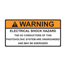 H-TYTON 596-00588 'WARNING: ELECTRICAL SHOCK HAZARD - DC CONDUCTORS' 4-1/8X2