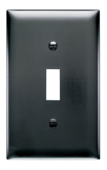 Pass & Seymour TP1BK Toggle Switch Openings One Gang Black Thermoplastic Plate