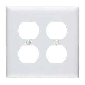 Pass & Seymour TP82W Duplex Receptacle Openings Two Gang White Thermoplastic Plate