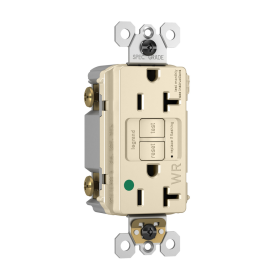 Pass & Seymour 2097HGTRWRLA Hospital Grade Tamper-Resistant Weather-Resistant 20A Duplex Self-Test GFCI Receptacles with SafeLock Protection Light Almond