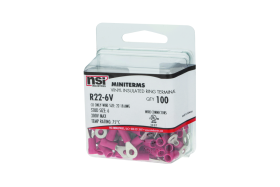 NSI R22-6V 22-18Awg Vinyl Insulated Ring #6 Stud 100/Pk