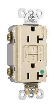 Pass & Seymour 2097-HGTRNALA radiant Duplex Self-Test Tamper Resistant GFCI Receptacle With Matching TP Wall Plate, 125 VAC, 20 A, 2 Poles, Light Almond