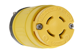 Pass & Seymour Turnlok 2776 Dust-Tight Medium Straight Blade Locking Connector, 480 VAC, 20 A, 3 Poles, 4 Wires, Yellow