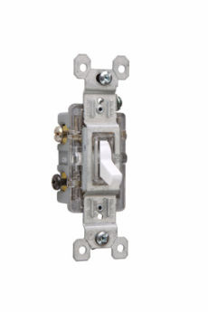 Pass & Seymour 663WSLG 15A120V Trademaster 3-Way|Illuminated Toggle Switch White