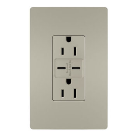 Pass & Seymour radiant R26USBCC6NICCV4 radiant 15A Tamper-Resistant Ultra-Fast USB Type C/C Outlet Nickel