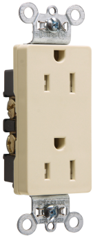 Pass & Seymour TR26252-I Decorator Tamper Resistant Straight Blade Receptacle, 125 VAC, 15 A, 2 Poles, 3 Wires, Ivory