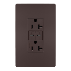 Pass & Seymour radiant TR20USBPDDB radiant 20A Tamper Resistant Ultra Fast PLUS Power Delivery USB Type C/C Outlet Dark Bronze