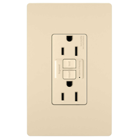 Pass & Seymour 1597-TRNAI TradeMaster Duplex Self-Test Tamper Resistant GFCI Receptacle With Matching TP Wall Plate, 125 VAC, 15 A, 2 Poles, Ivory