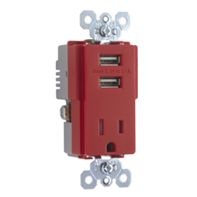 Pass & Seymour TR5261USBRED Pass & Seymour TR5261USBRED Fed Spec Grade USB Charger Receptacle Red