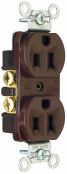 Pass & Seymour CRB5262-RED Duplex Straight Blade Receptacle, 125 VAC, 15 A, 2 Poles, 3 Wires, Red