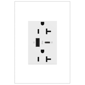 Pass & Seymour adorne ARTRUSB206ACW4 adorne 20A Tamper-Resistant Ultra-Fast USB Type-A/C Outlet White