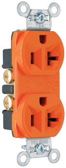 Pass & Seymour 5362OR 20A 125V Hard Use Spec-Grade Duplex Receptacle Back and Side Wire Orange