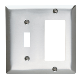 Pass & Seymour SS126 Combination Openings 1 Toggle Switch and 1 Decorator Two Gang 302/304 Stainless Steel Plate