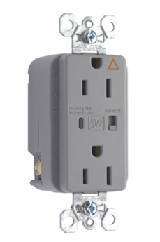 Pass & Seymour IG5262-GRYSP Isolated Ground Specification Grade Surge Protective Duplex Receptacle With LED Monitor, 125 VAC, 15 A, 60 Hz