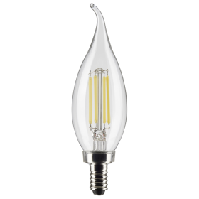 Satco S21296 CA10 LED Lamp 4 Watts Candelabra E12 Base 350 Lumens Warm White 6 per Box 2700K