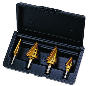 Ideal 35-520 Electrician's Step Bit Kit, Imperial, 1/8 in Min Drill Bit, 1-3/8 in Max Drill Bit, 4 Pieces, Titanium Nitrate Coated