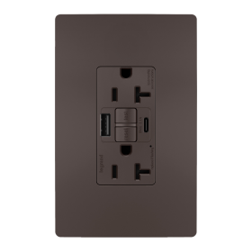 Pass & Seymour radiant 2097TRUSBAC radiant Tamper-Resistant 20A Duplex Self-Test GFCI Receptacles with SafeLock Protection Type A/C Outlet Brown