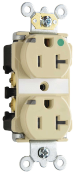 Pass & Seymour Straight Blade Receptacle TR8300-HPII Duplex Heavy Duty Straight Blade Receptacle, 125 VAC, 20 A, Ivory